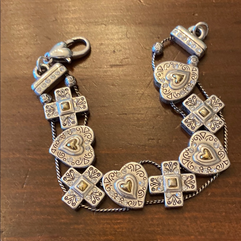 Brighton Silver Heart and Cross Slide Bracelet